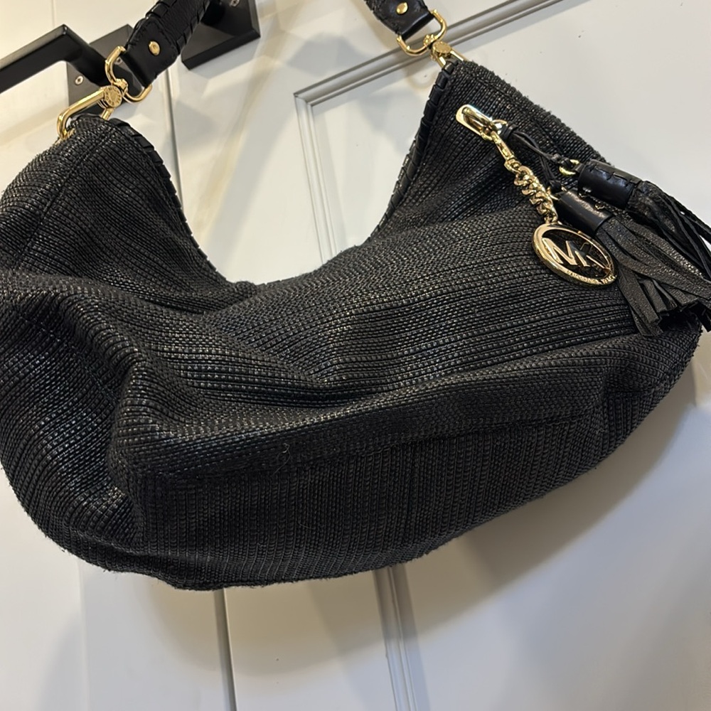 Michael Kors Black Hobo Bag with Gold Hardware and Tassel - Picture 3 of 7